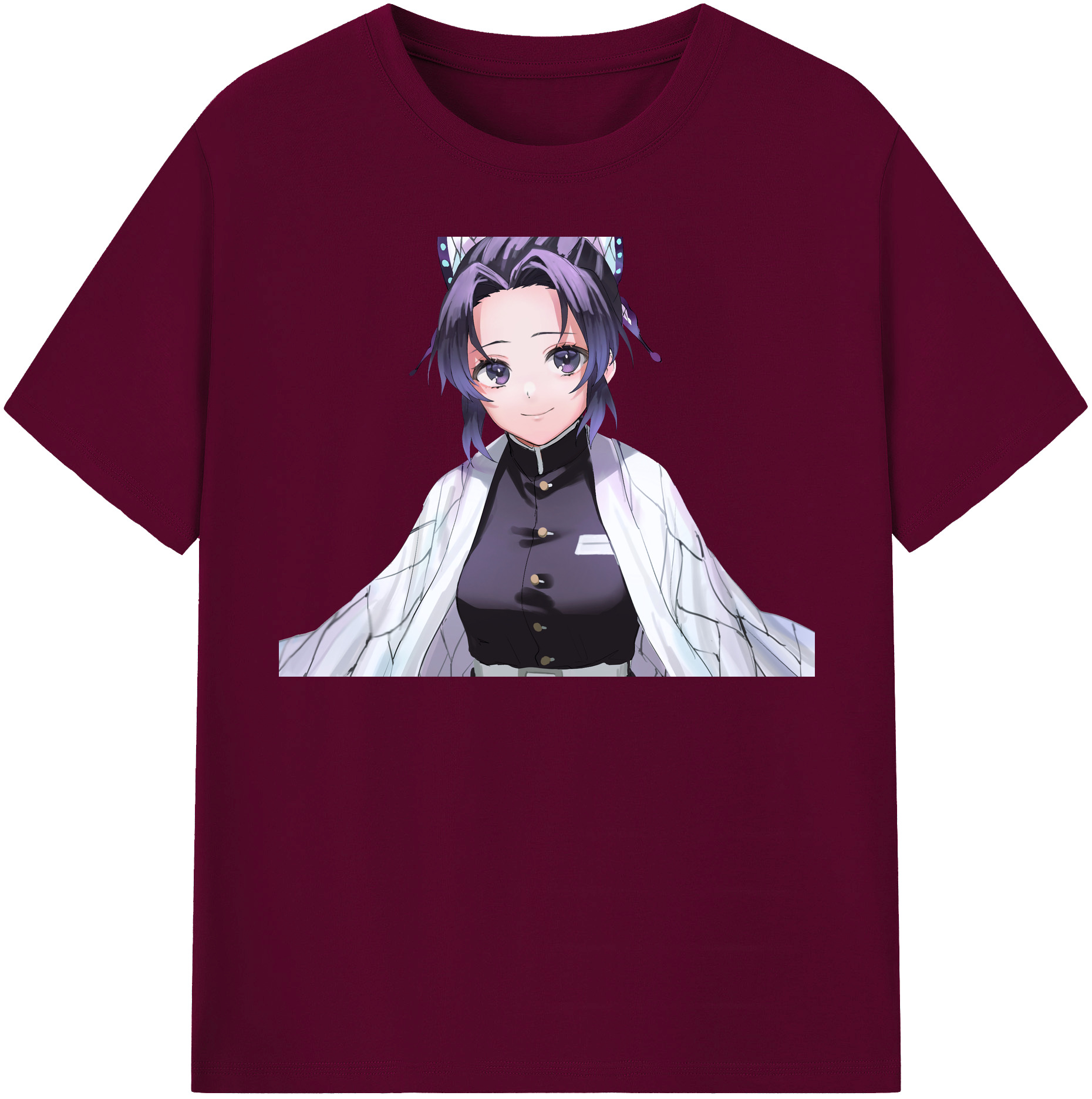 （画像用） 鬼滅の刃（きめつのやいば）蟲柱-胡蝶 しのぶ／こちょう しのぶ Kochou Shinobu レディースカジュアルプリントTシャツ（綿100％）